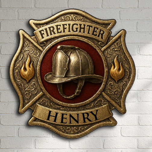 Custom Firefighter Badge – Personalized Maltese Cross Wall Plaque