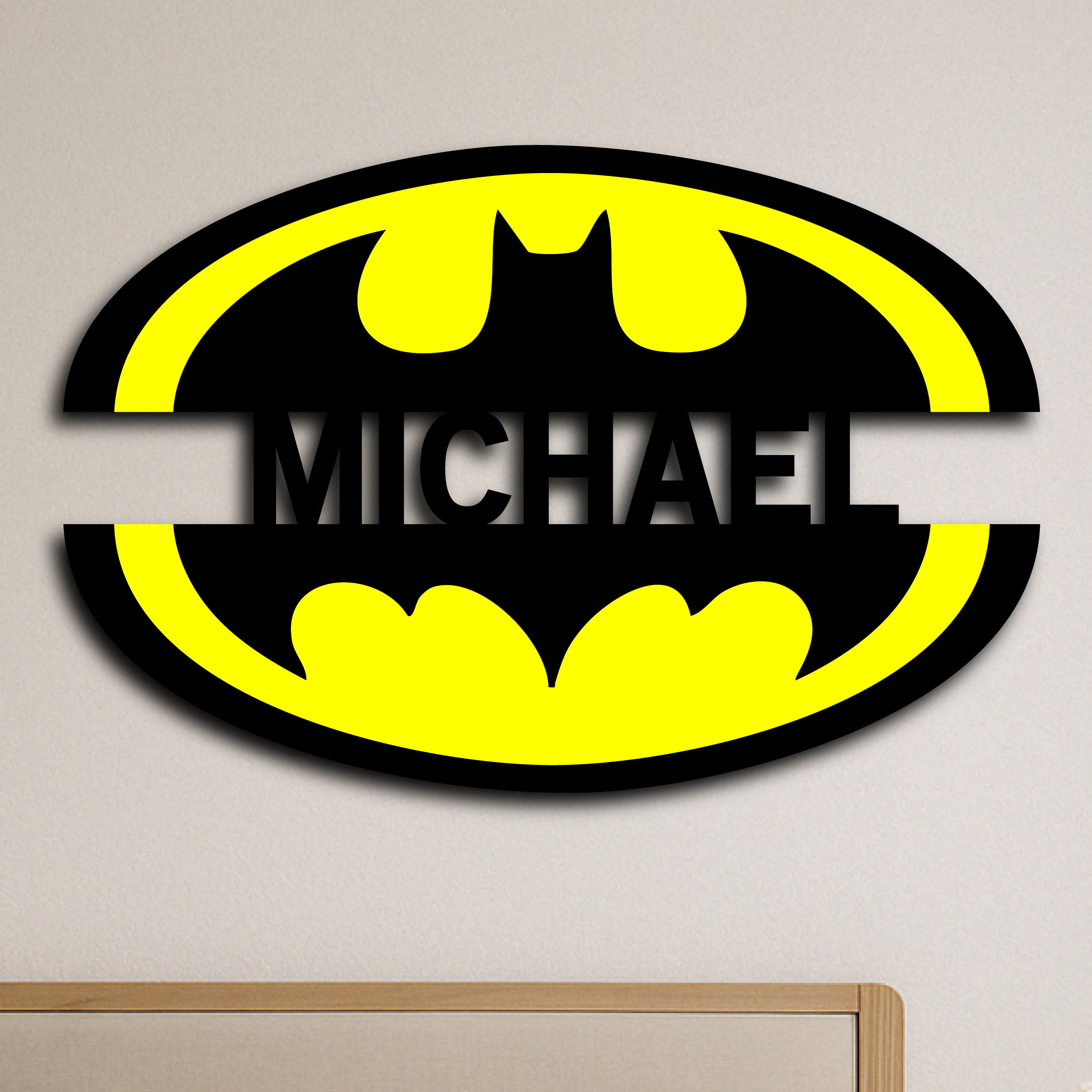 Personalized Batman Metal Wall Sign – Custom Name Superhero Room Decor