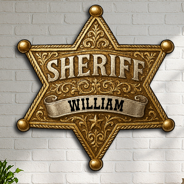 Custom Sheriff Badge – Personalized Western Law Star
