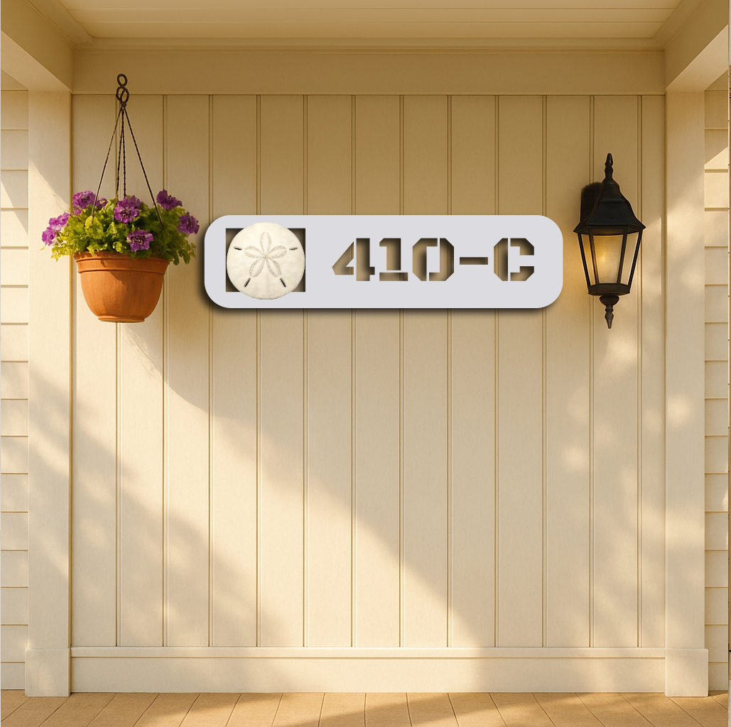 Custom Sand Dollar House Number Sign – Coastal Beachfront Address Plaque