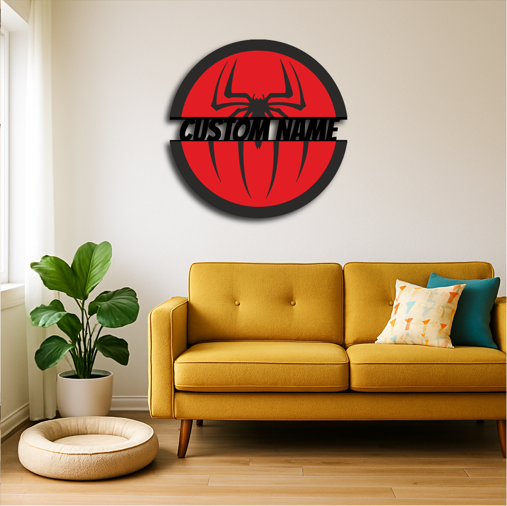 Personalized Spider Metal Wall Art – Custom Hero Name Sign