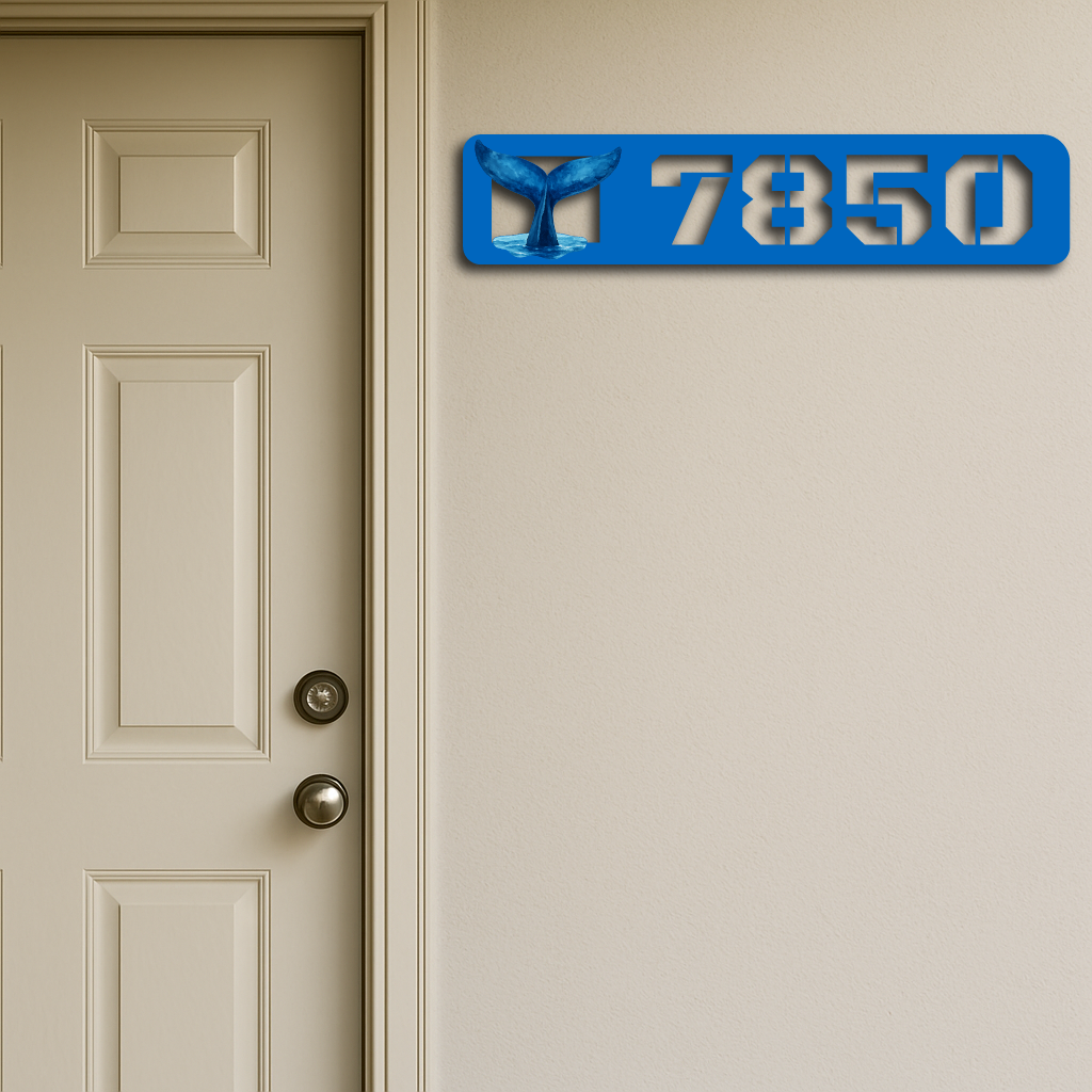 Custom Whale Tail Metal House Number Sign – Nautical Coastal Address Plaque