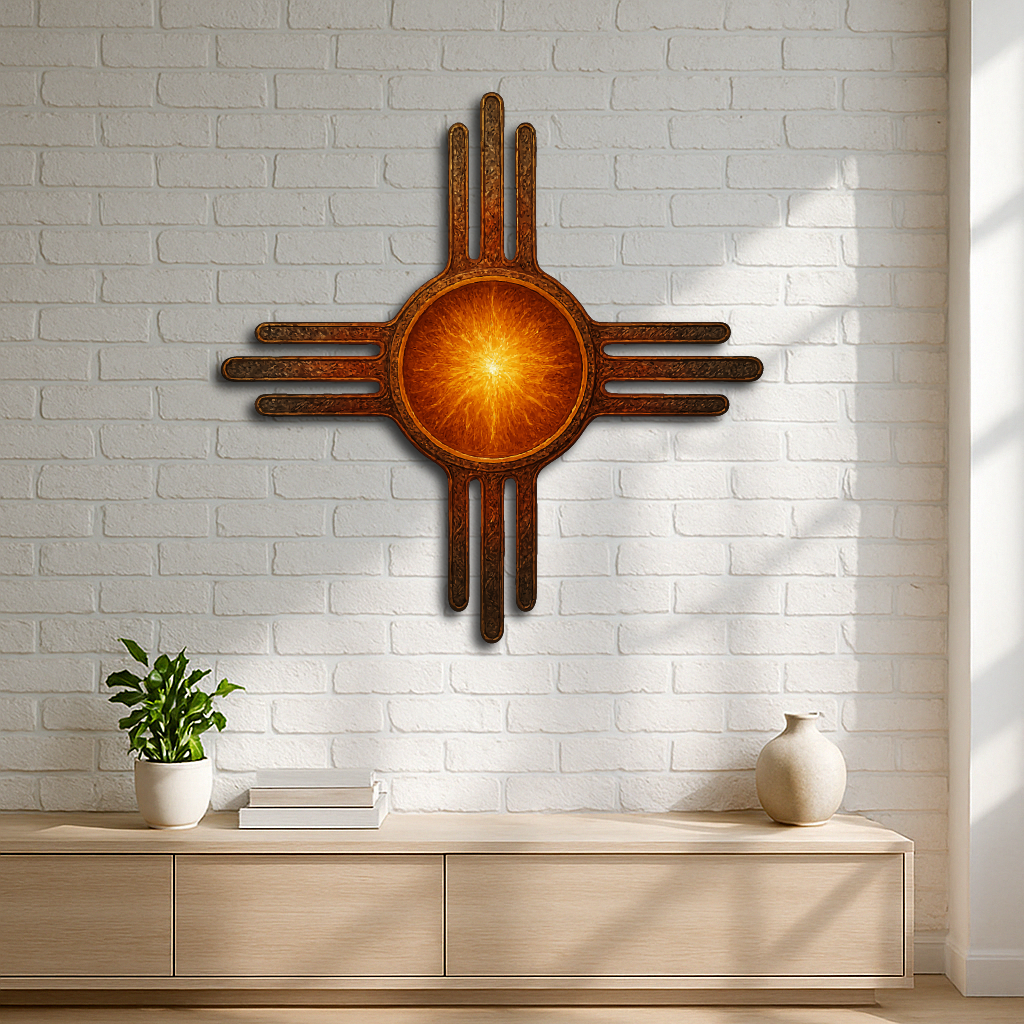 Southwestern Zia Sun Metal Wall Art – Rustic Copper Finish