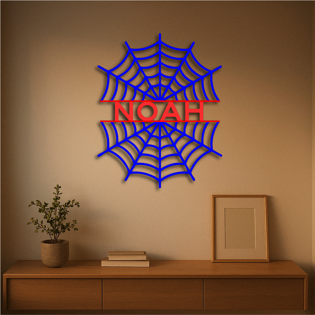 Personalized Spiderman Web Metal Sign – Custom Name