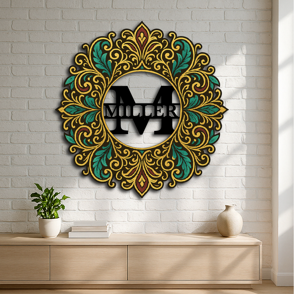 Elegant Monogram Metal Wall Art – Personalized Family Name Sign