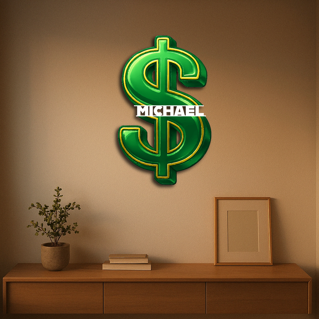 Personalized Dollar Sign Metal Wall Art – Custom Money Symbol Décor