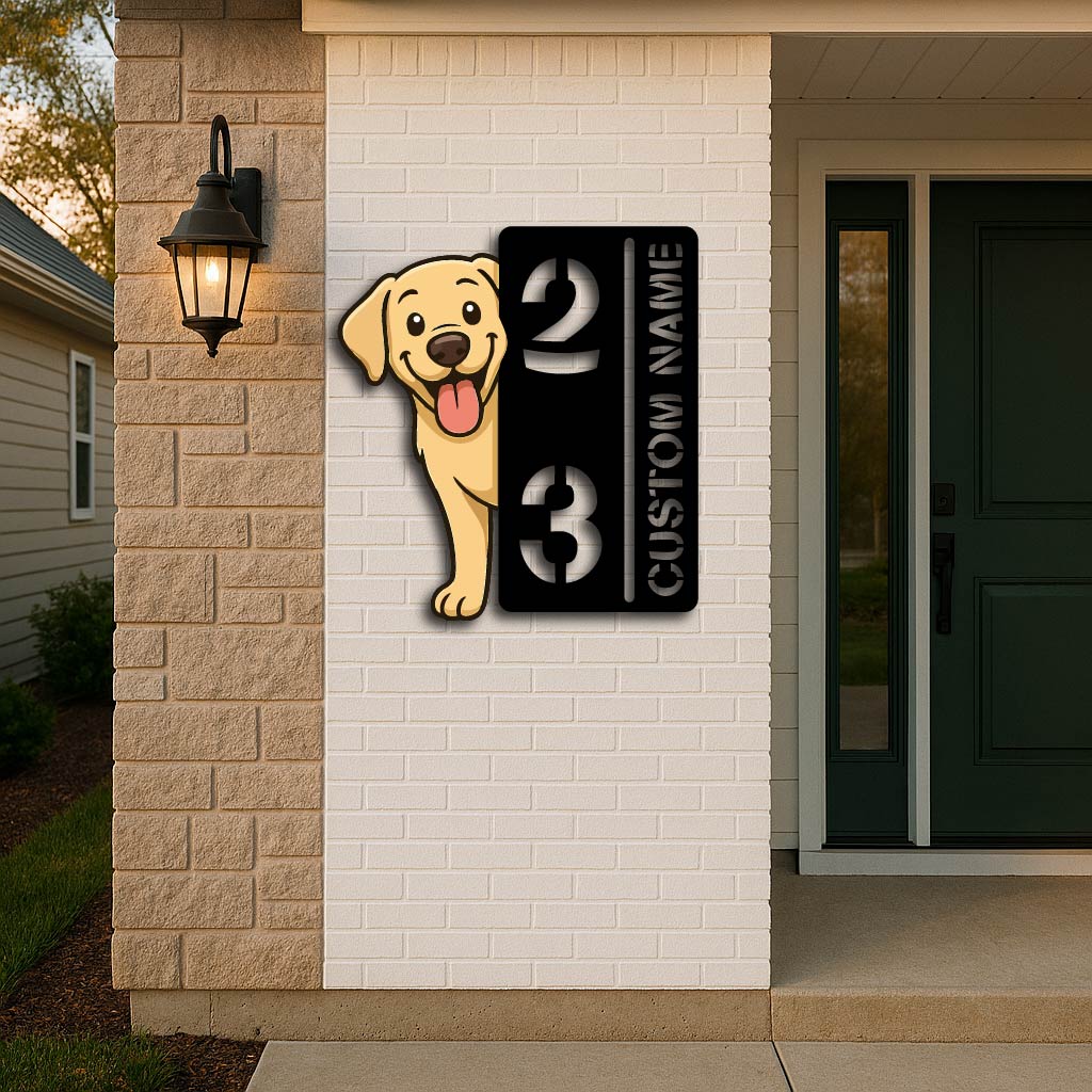 Personalized Labrador Retriever House Number Metal Sign
