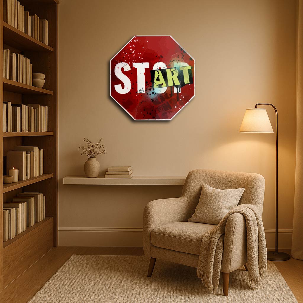 START Metal Wall Sign – Modern Graffiti Street Art Wall Décor