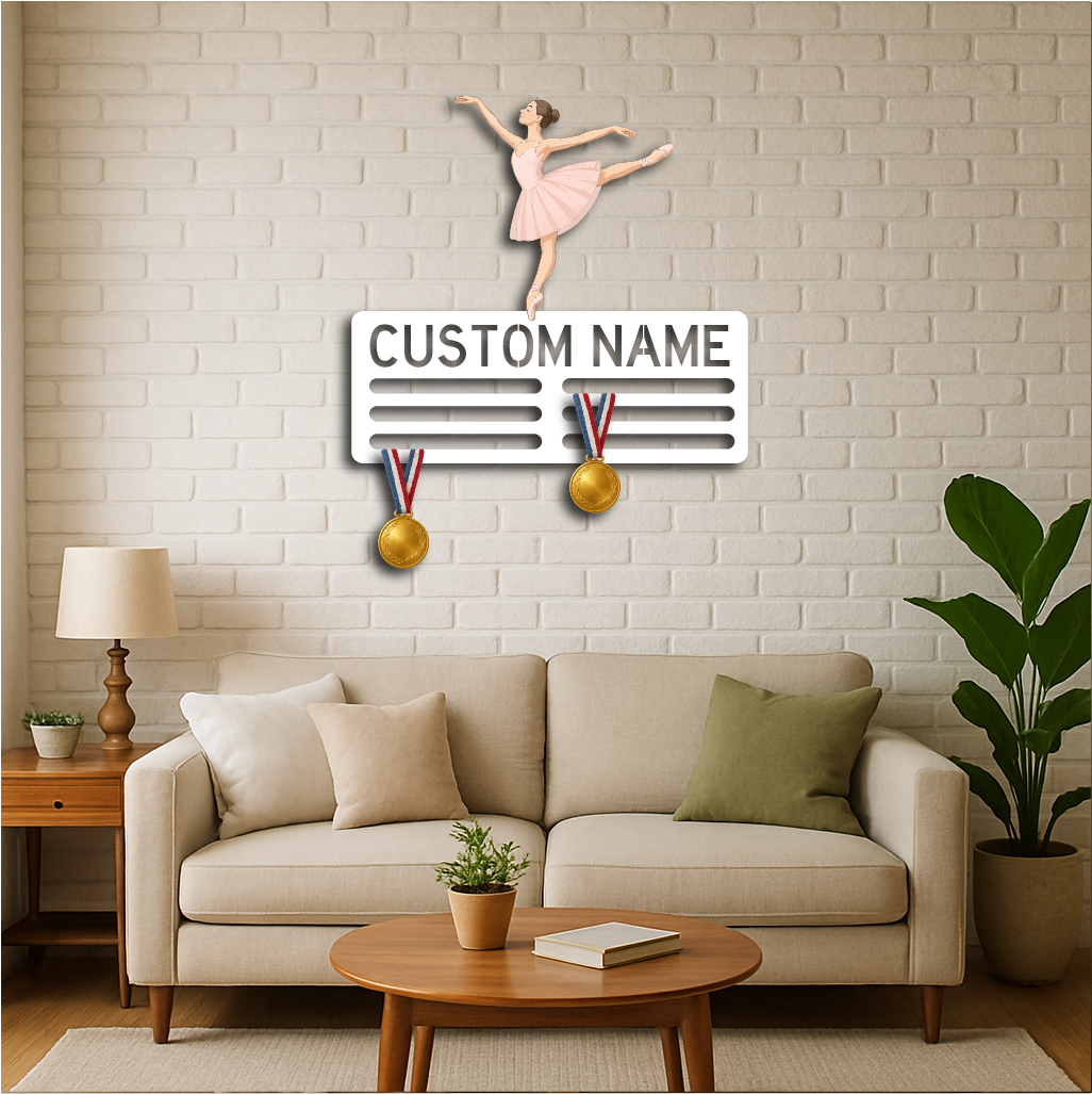 Personalized Ballerina Medal Holder Metal Wall Rack