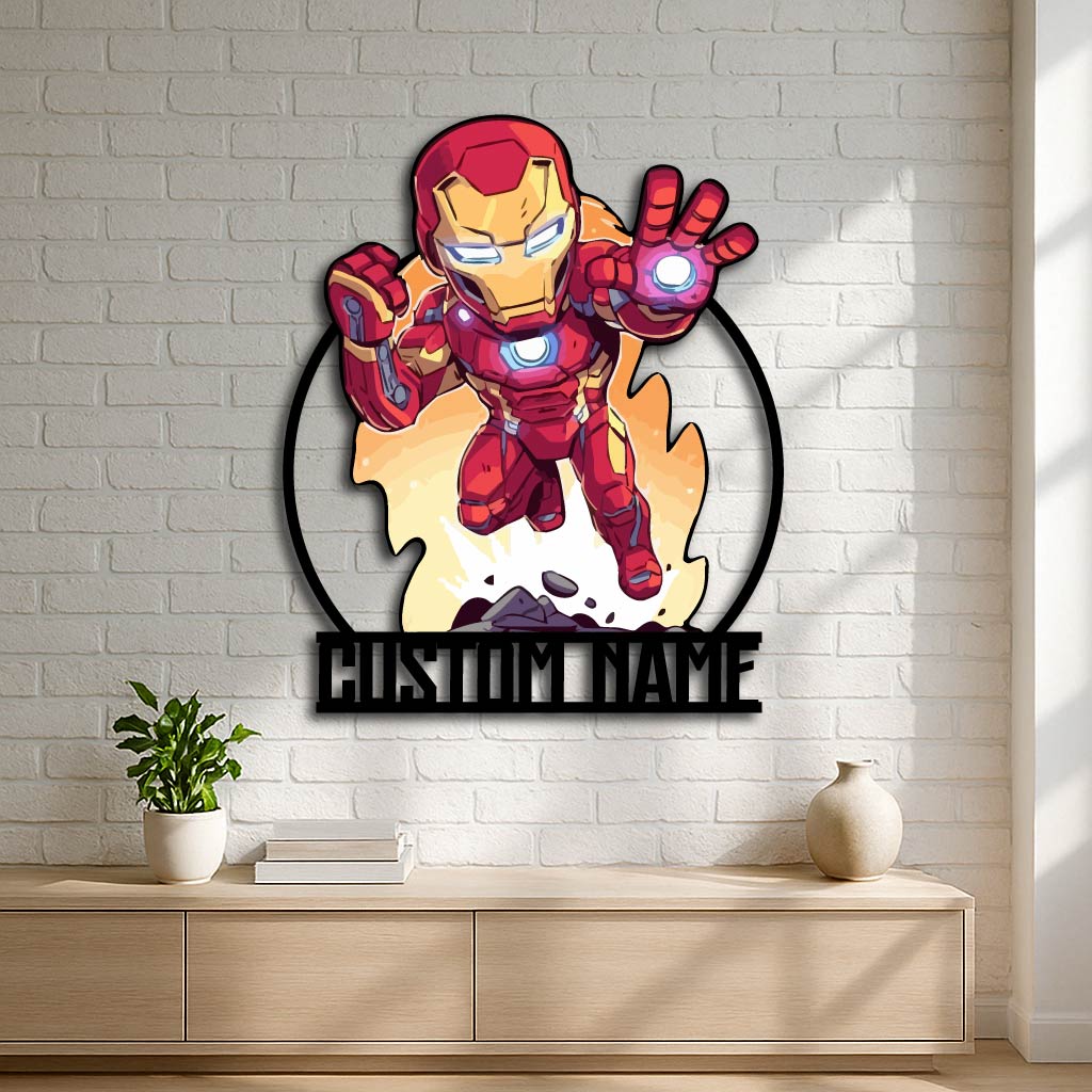 Personalized Iron Man Metal Wall Sign – Custom Superhero Wall Art