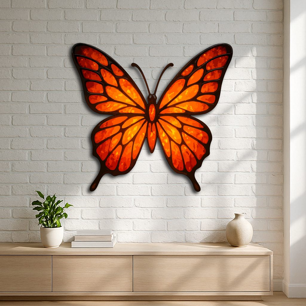 Monarch Butterfly Metal Wall Art – Vibrant Orange Butterfly Home Décor