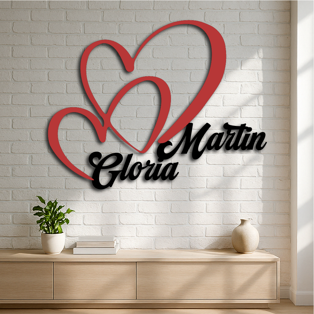 Custom Couple Names Metal Wall Art – Personalized Heart Wall Sign for Couples & Weddings