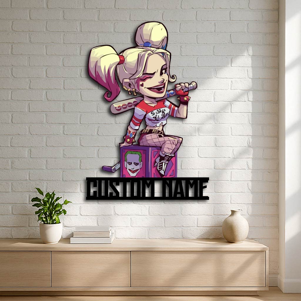 Personalized Harley Quinn Metal Wall Sign – Custom Comic Wall Art