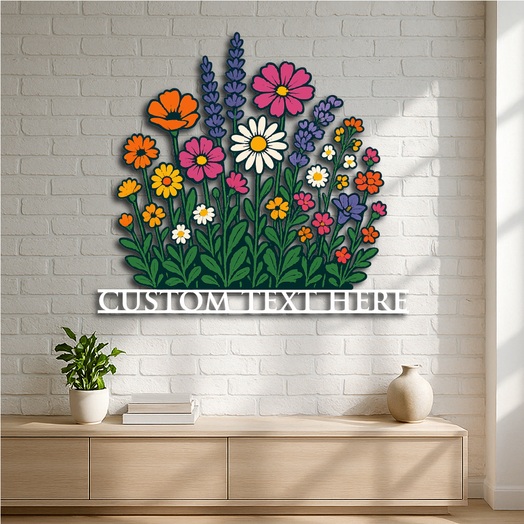 Personalized Wildflower Metal Sign – Custom Text