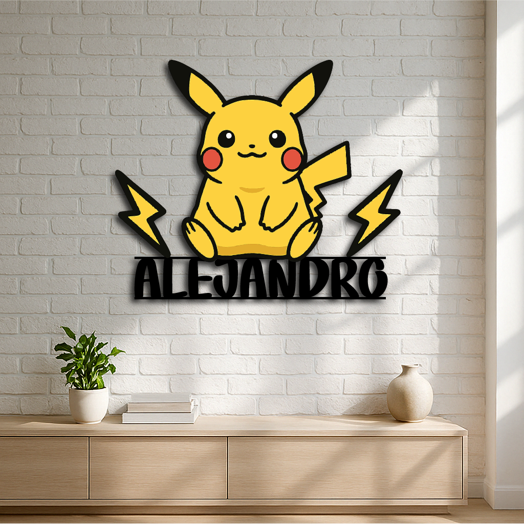 Pikachu Metal Wall Art – Personalized Name Sign