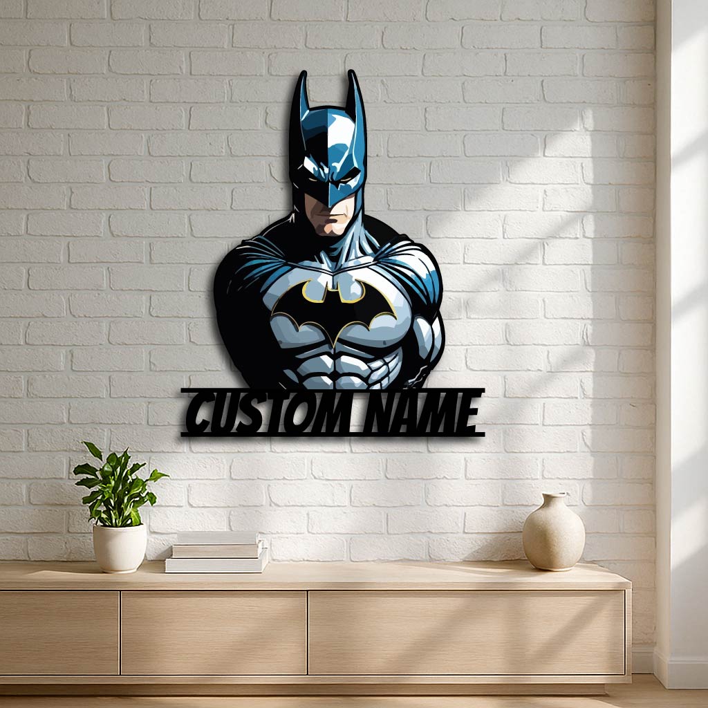 Personalized Batman Metal Wall Art – Custom Name Hero Wall Sign