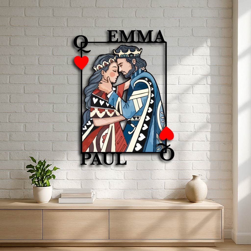 Personalized King & Queen of Hearts Metal Wall Art