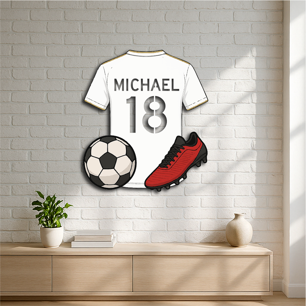 Custom Soccer Jersey Metal Wall Art – Personalized Name & Number Sign (10 Styles)
