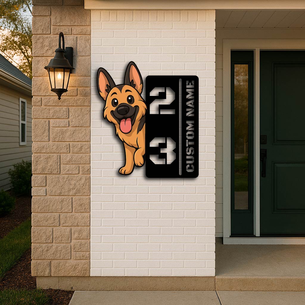 Personalized German Shepherd House Number Metal Sign