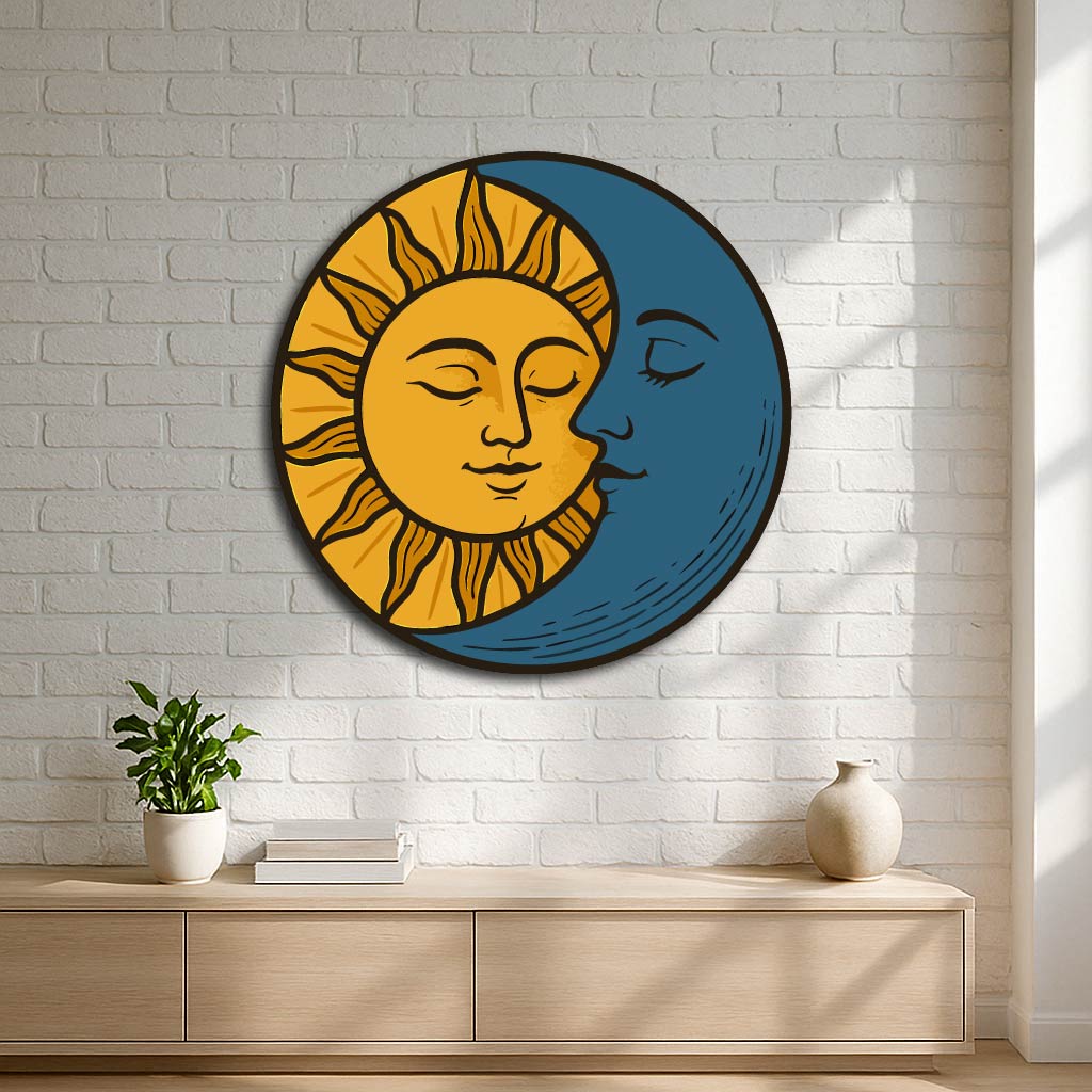 Sun and Moon Metal Wall Art – Celestial Yin Yang Home Décor