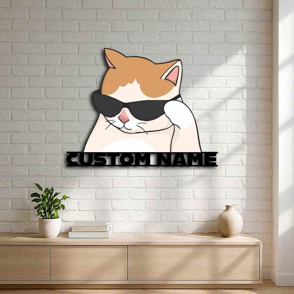 Personalized Cool Cat Metal Wall Sign – Custom Funny Pet Wall Art