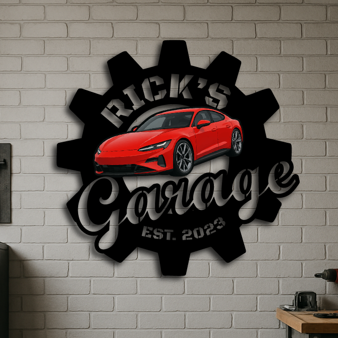 Personalized Garage Gear Metal Sign – Custom Name & Year