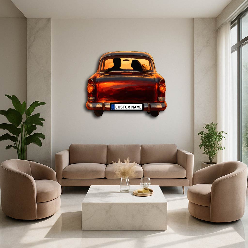 Personalized Vintage Car Couple Metal Wall Art