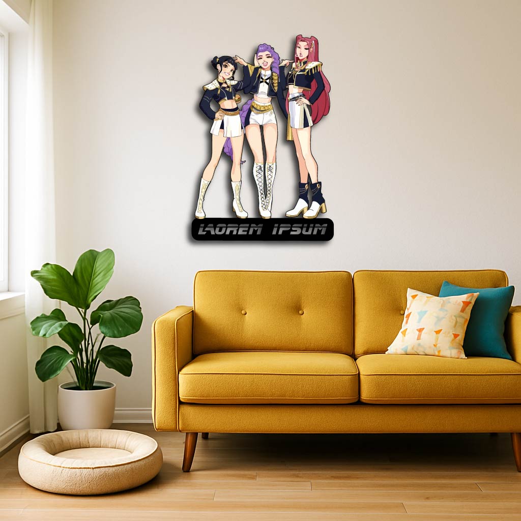 Hunter Demons Trio Custom Metal Wall Sign – Warrior Girl Edition