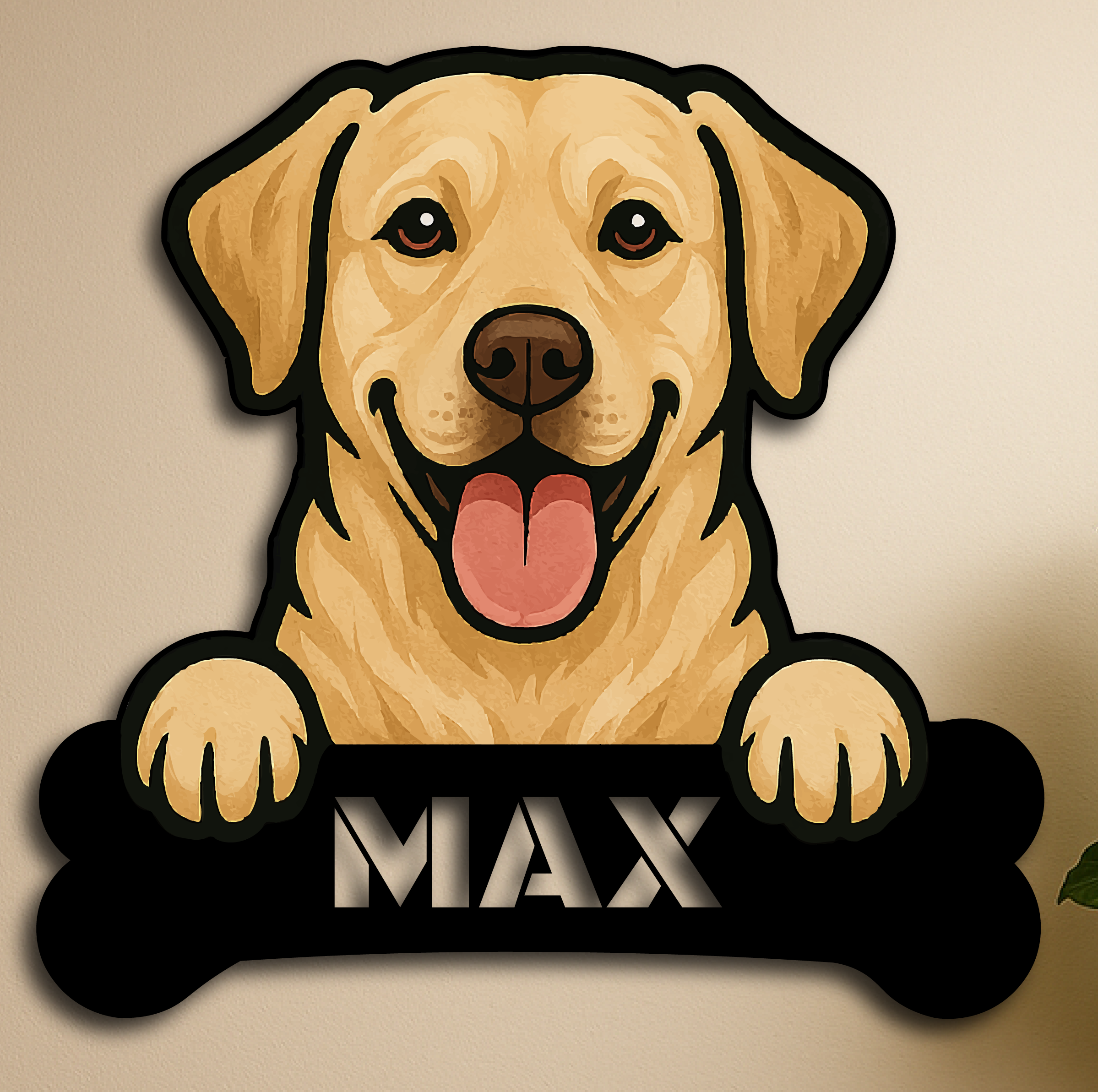 Custom Labrador Retriever Dog Name Sign – Personalized Metal Wall Art with Bone Plaque