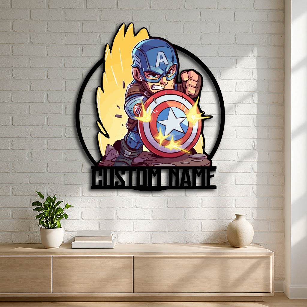 Personalized Captain America Metal Wall Sign – Custom Superhero Wall Art
