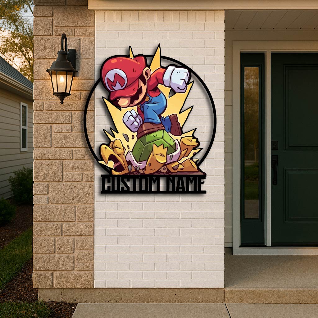 Personalized Mario Metal Wall Sign – Custom Gaming Wall Art