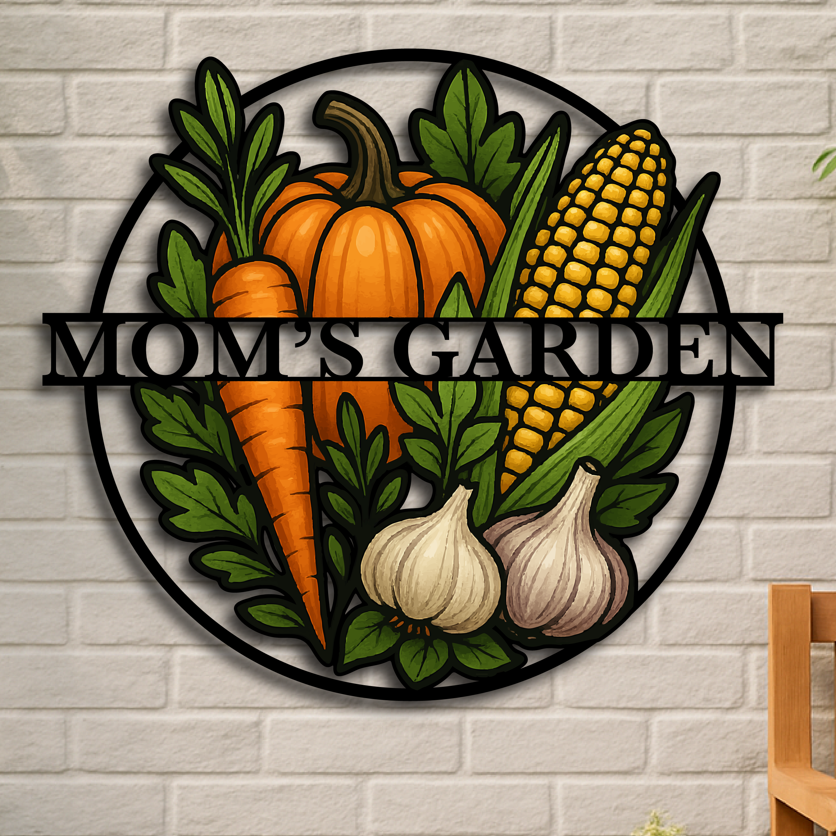 Personalized Garden Wall Sign – Mom's Veggie Patch Metal Art