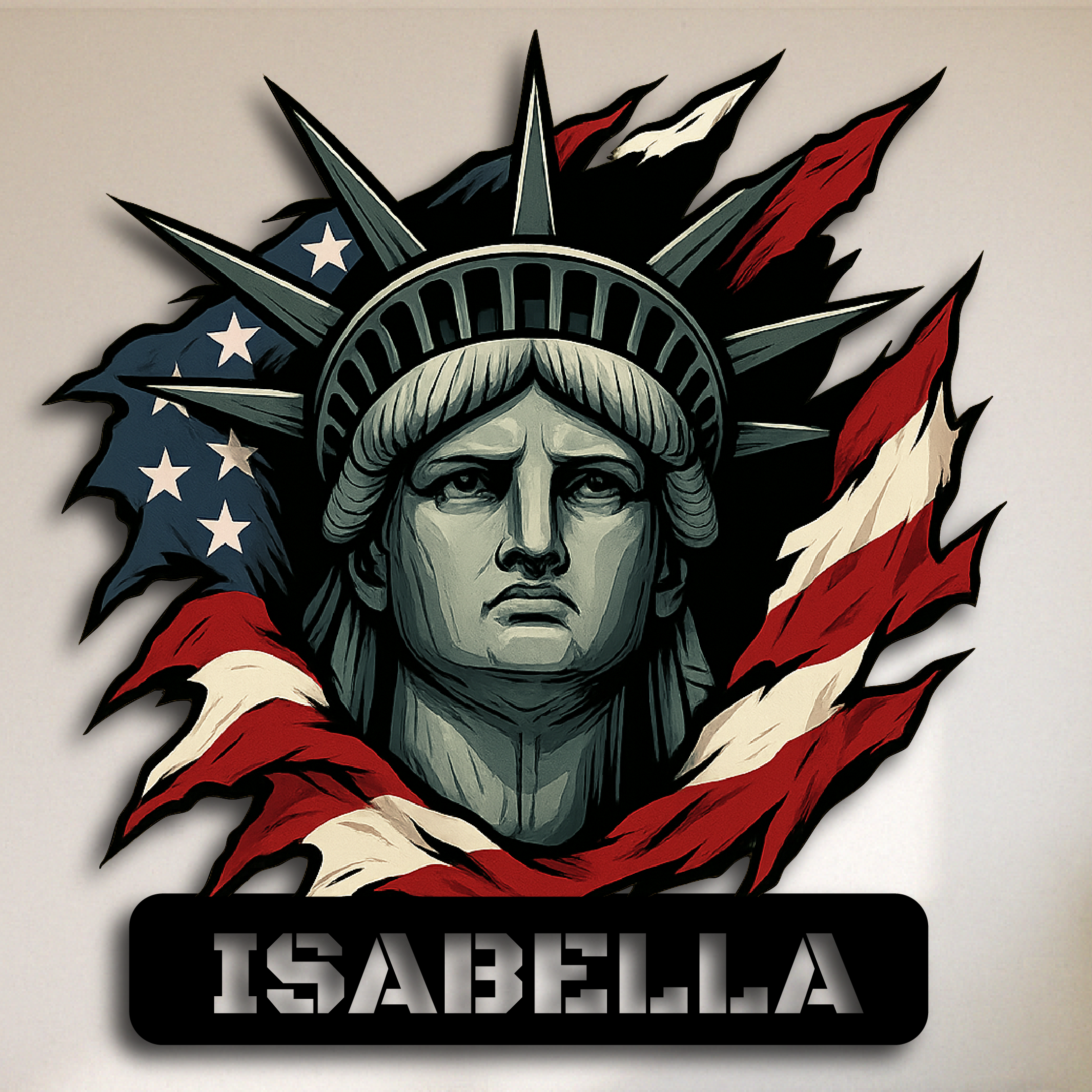 Personalized Statue of Liberty Metal Wall Sign – Custom American Flag Patriotic Home Decor