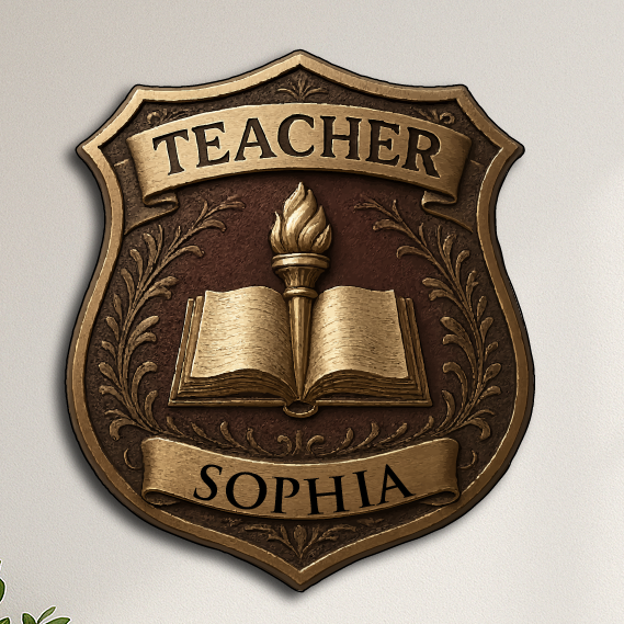 Custom Teacher Badge – Personalized Educator Shield