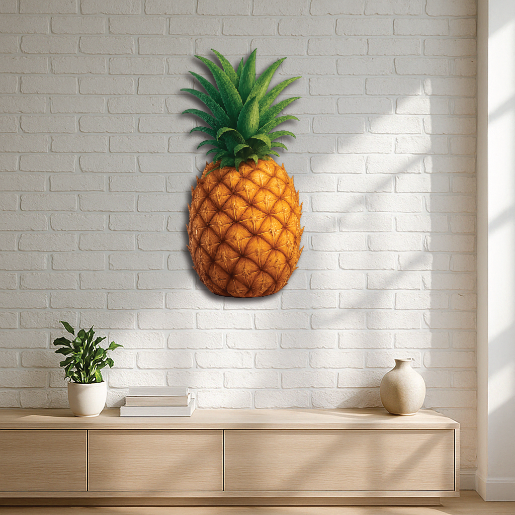 Realistic Pineapple Wall Art – Tropical Metal Home Décor