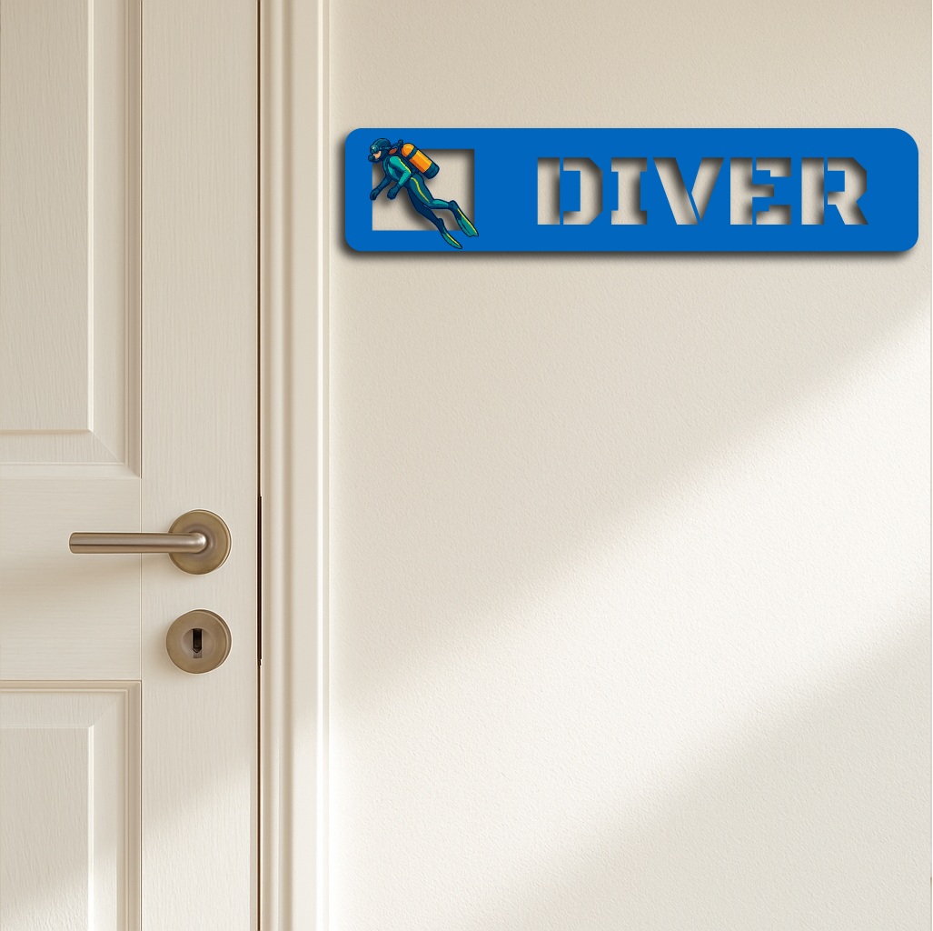 Custom Diver-Themed Metal Sign – Scuba Diving Wall Plaque