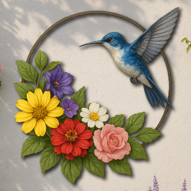 Hummingbird & Flowers