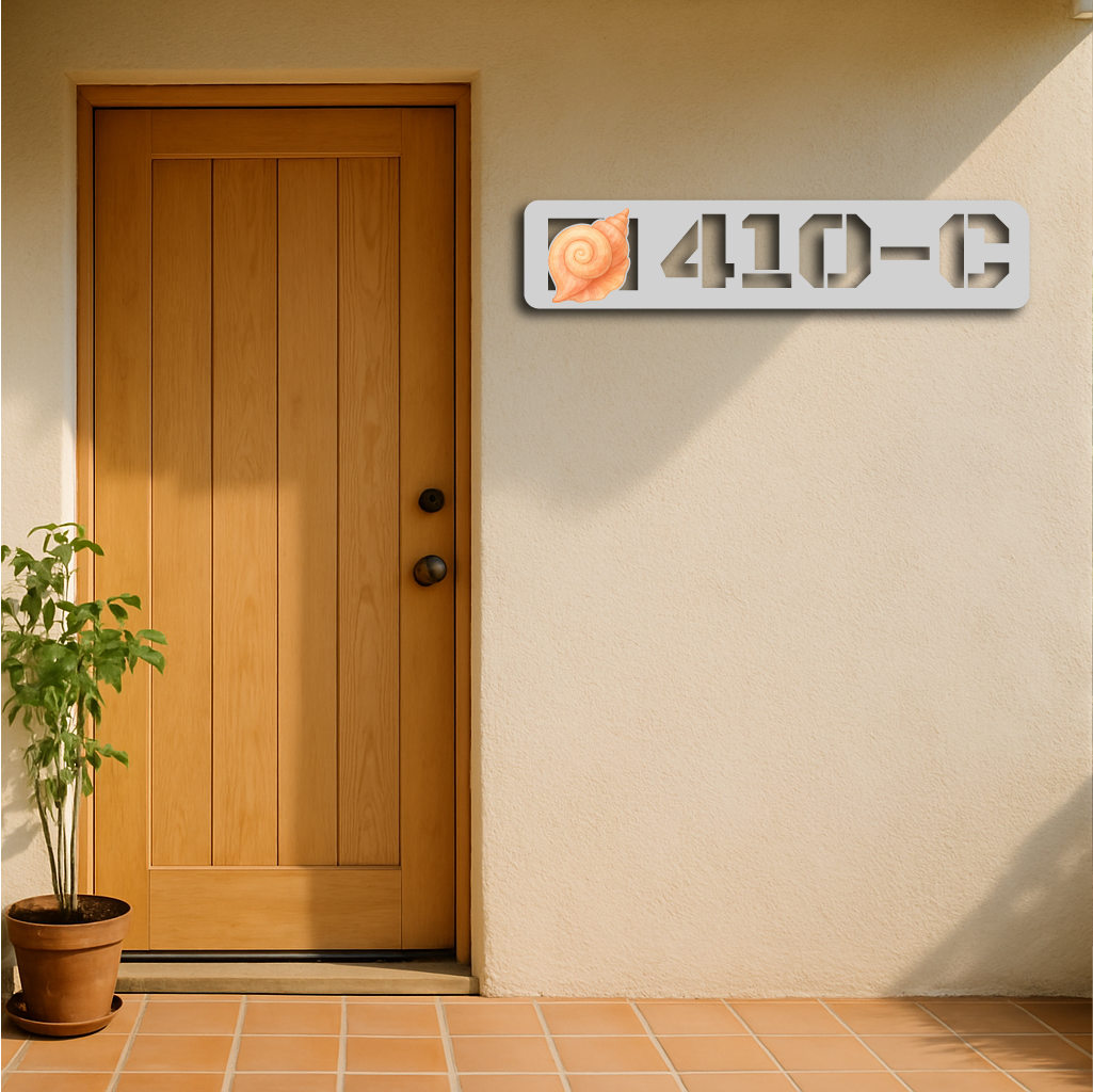 Custom Seashell Metal House Number Sign – Coastal Address Plaque