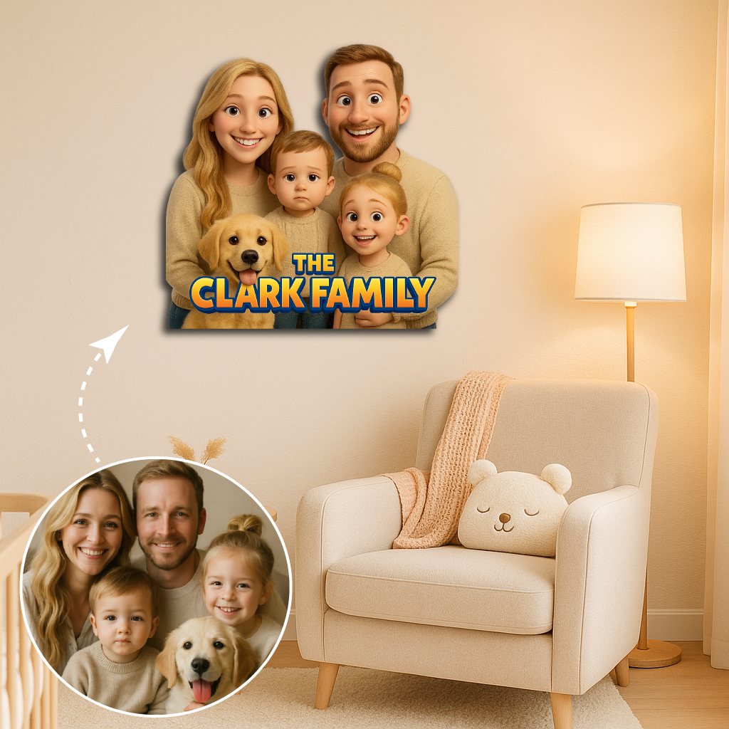 Custom Pixar-Style Family Portrait
