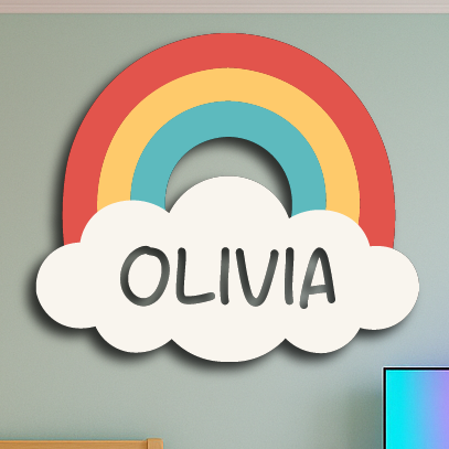 Personalized Rainbow Name Sign – Custom Kids Room Wall Decor